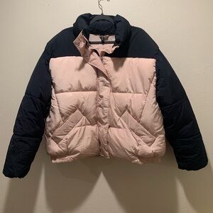 Women’s Divided H&M puffer jacket - size XL pink/black